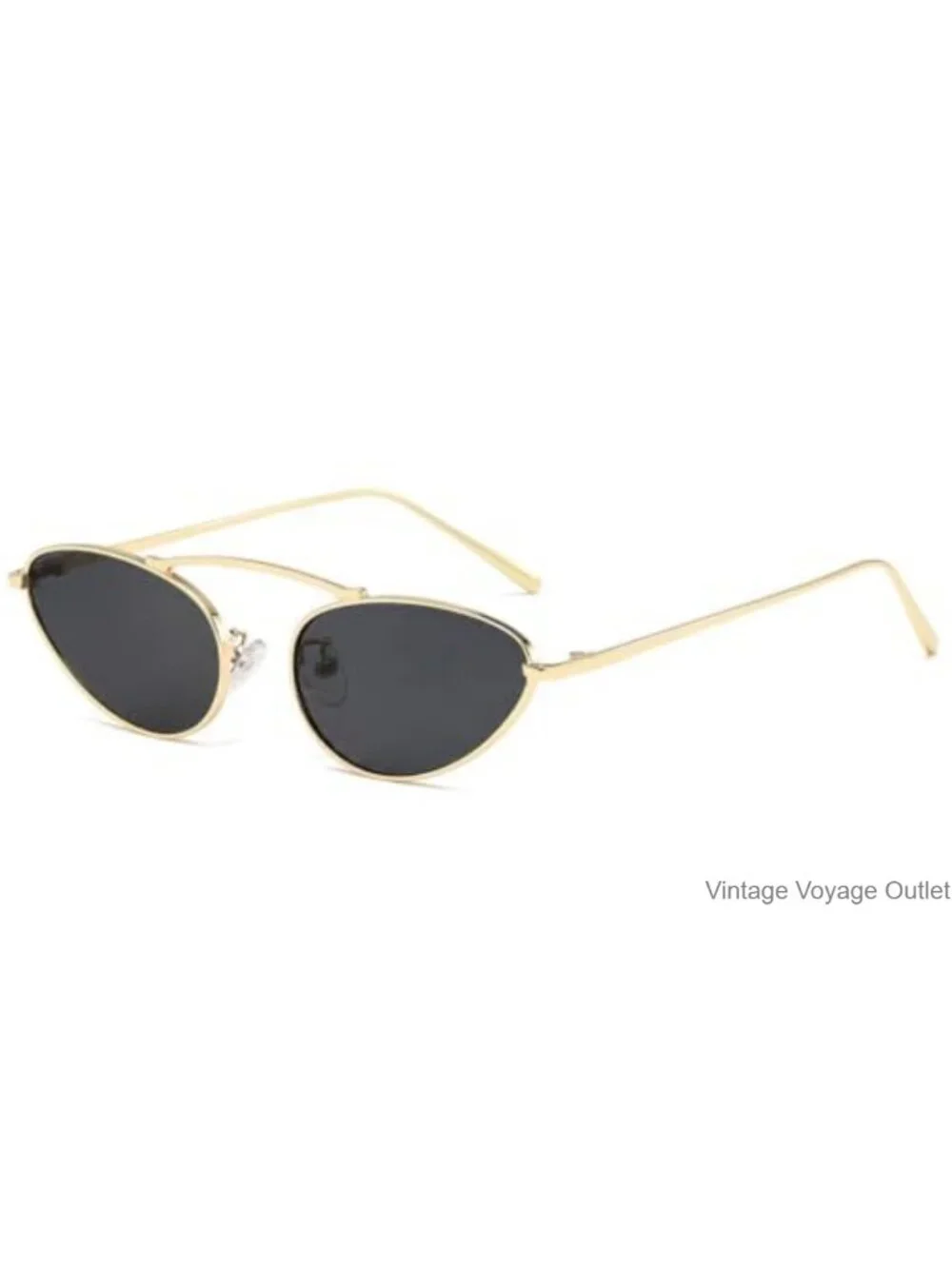 Vintage Narrow Cat Eye Sunglasses for Women Metal Frame UV400 Retro Shades
